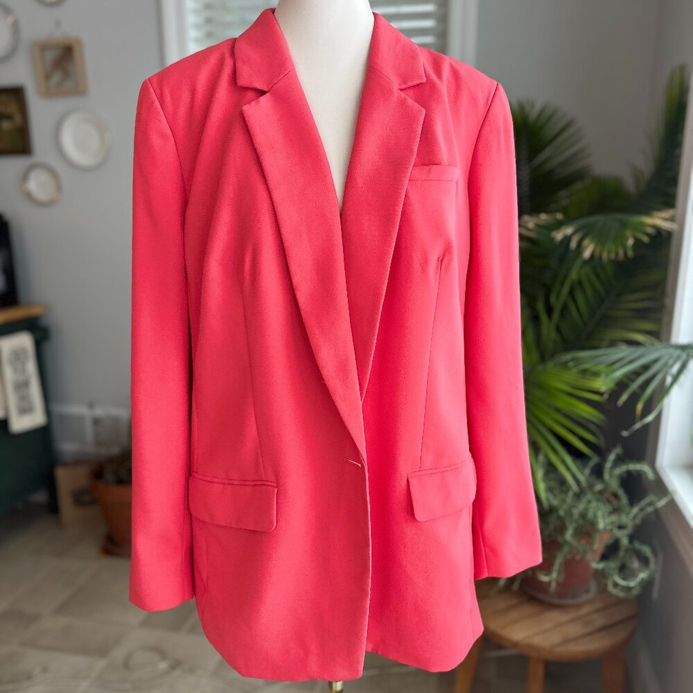 Express Oversized Coral Blazer with Waist Cincher & Pockets Sz XL